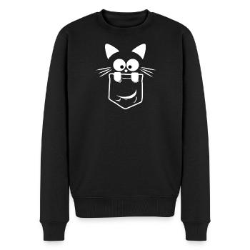 Le Chat de Poche Blanc - Pull Premium bio Homme - noir - Devant - Nico (187cm)