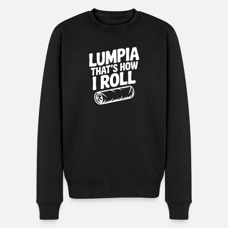 Lumpia So rolle ich - Männer Premium Bio Pullover - Schwarz