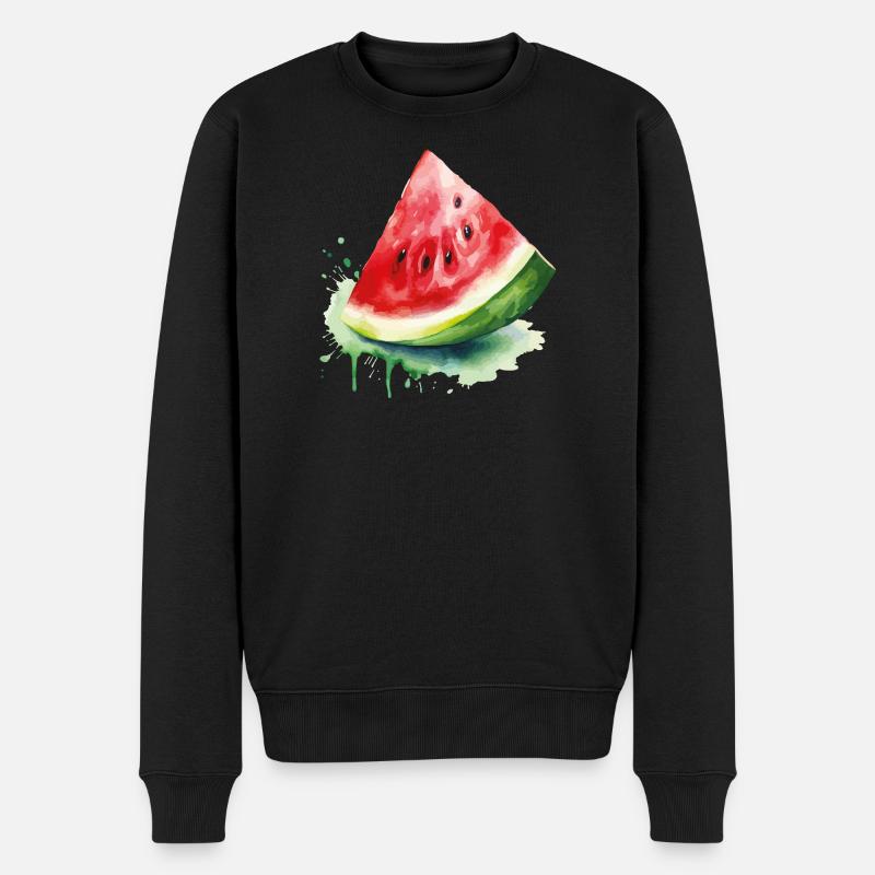 Éclaboussure d’aquarelle pastèque - Pull Premium bio Homme - noir