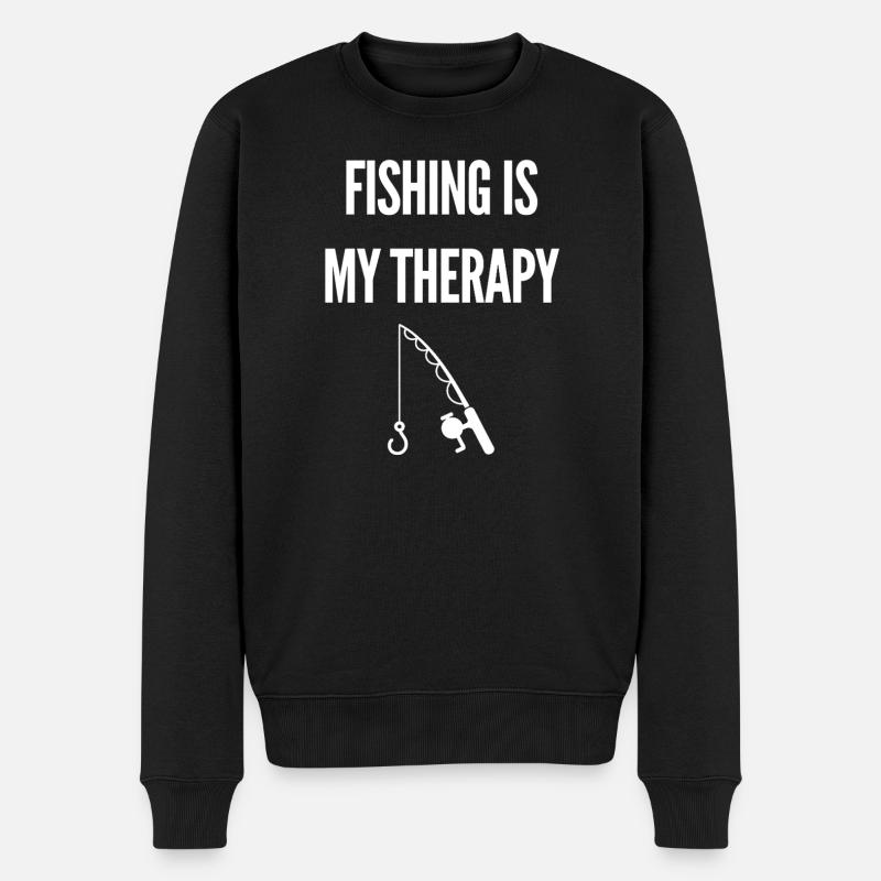 Fishing Is My Therapy – Angler Design - Männer Premium Bio Pullover - Schwarz