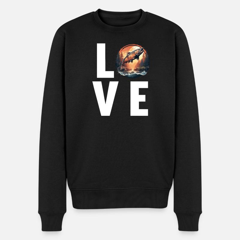 Lachse Lachs - Männer Premium Bio Pullover - Schwarz