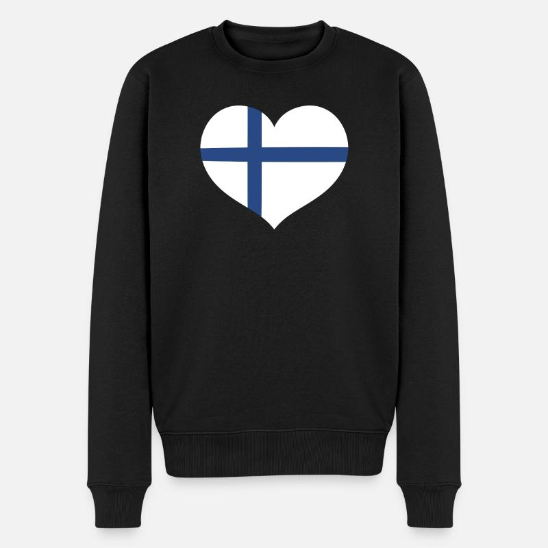 Finnlands Flaggenherz - Männer Premium Bio Pullover - Schwarz