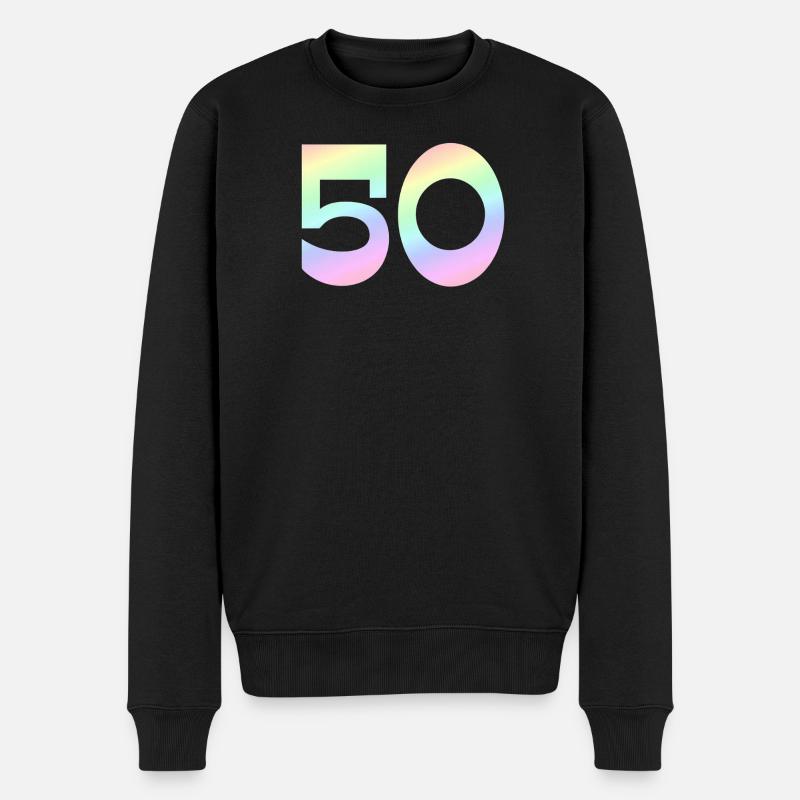 50, farbverlauf pastell,  zahlenmotiv - Männer Premium Bio Pullover - Schwarz
