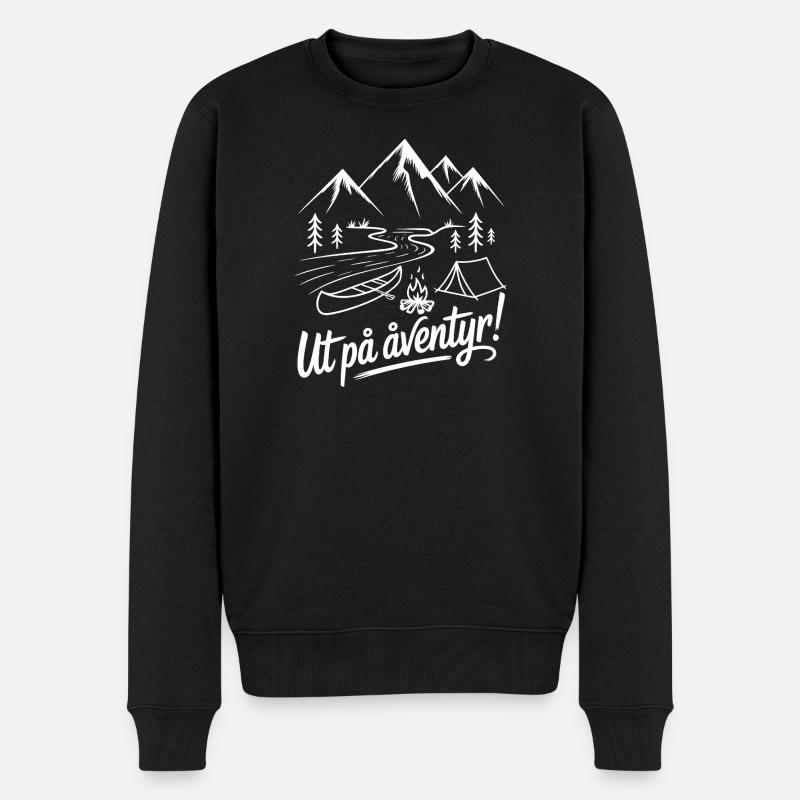 Bergabenteuer mit Zelt und Fluss - Männer Premium Bio Pullover - Schwarz