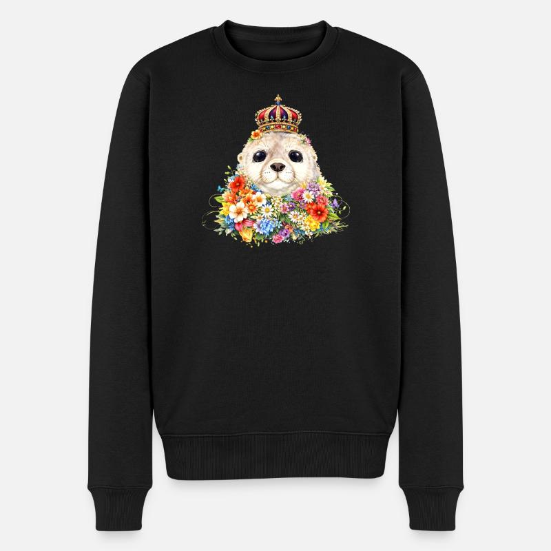 Sceau royal avec couronne - Pull Premium bio Homme - noir