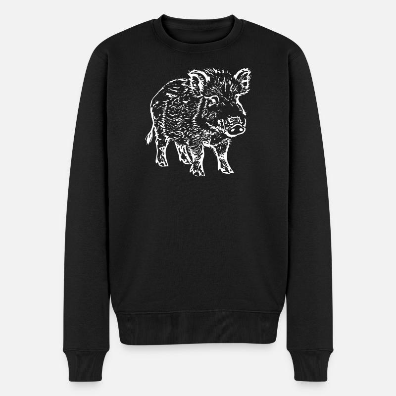 Wildschwein - Männer Premium Bio Pullover - Schwarz