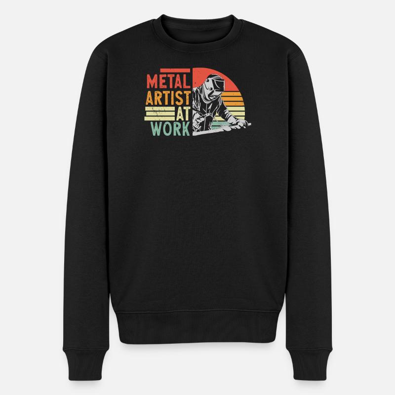 Metal Artist At Work - Männer Premium Bio Pullover - Schwarz
