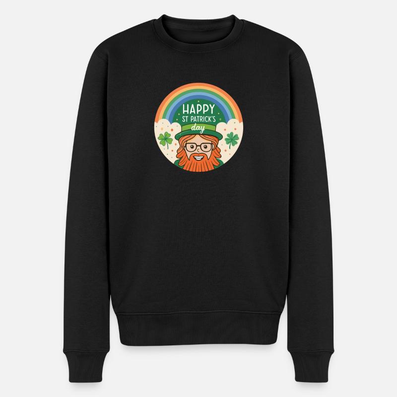 Leprechaun Arc-en-ciel Saint Patrick - Pull Premium bio Homme - noir