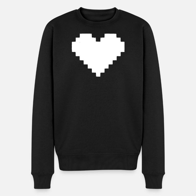 Pixel Herz 8-Bit Leben - Männer Premium Bio Pullover - Schwarz