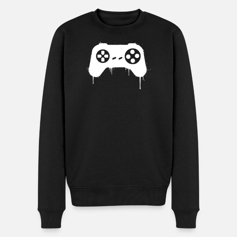 Gamepad Graffiti Tropfen - Männer Premium Bio Pullover - Schwarz