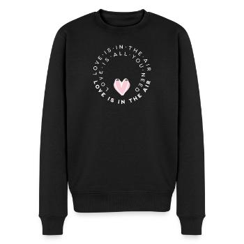 Liebe liegt in der Luft Kreisherz - Männer Premium Bio Pullover - Schwarz - Vorne - Nico (187cm)