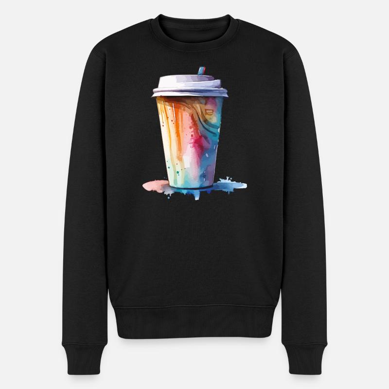 Art de tasse de café cappuccino - Pull Premium bio Homme - noir