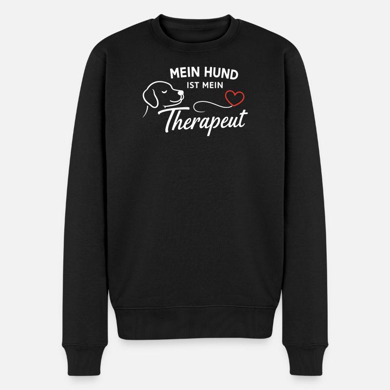 Mein Hund Ist Mein Therapeut - Männer Premium Bio Pullover - Schwarz