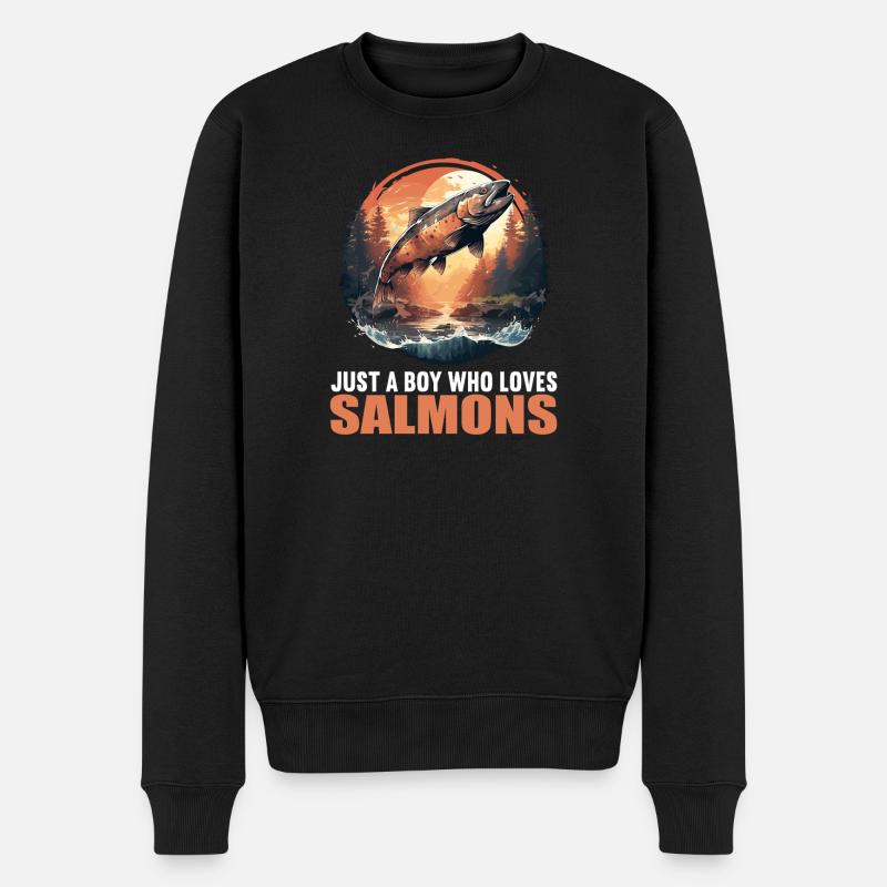Lachse Lachs - Männer Premium Bio Pullover - Schwarz