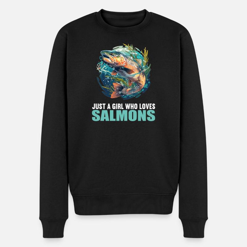Lachse Lachs - Männer Premium Bio Pullover - Schwarz