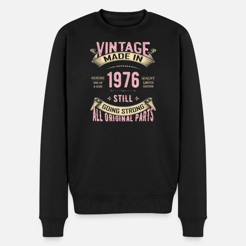 Vintage 1976 läuft immer noch stark - Männer Premium Bio Pullover - Schwarz