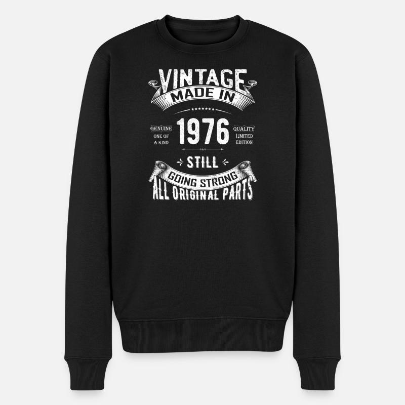 Vintage 1976 Still Going Strong Abzeichen - Männer Premium Bio Pullover - Schwarz