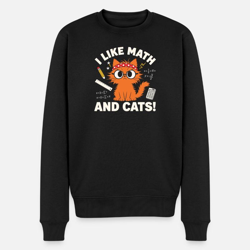 J’aime les maths et les chats Professeur drôle Chat - Pull Premium bio Homme - noir