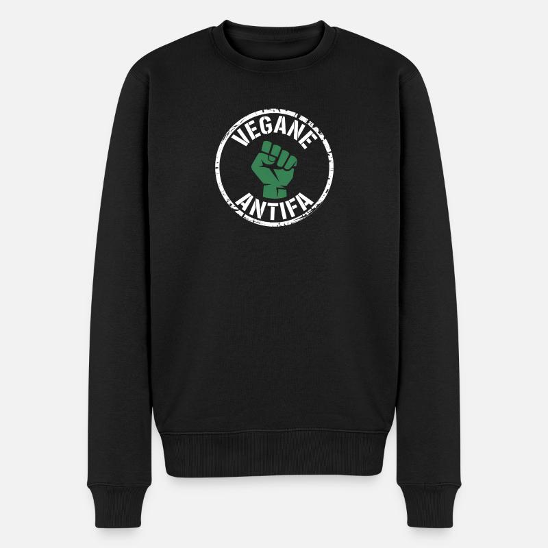 Vegane Antifa - Gegen Rechts - Männer Premium Bio Pullover - Schwarz
