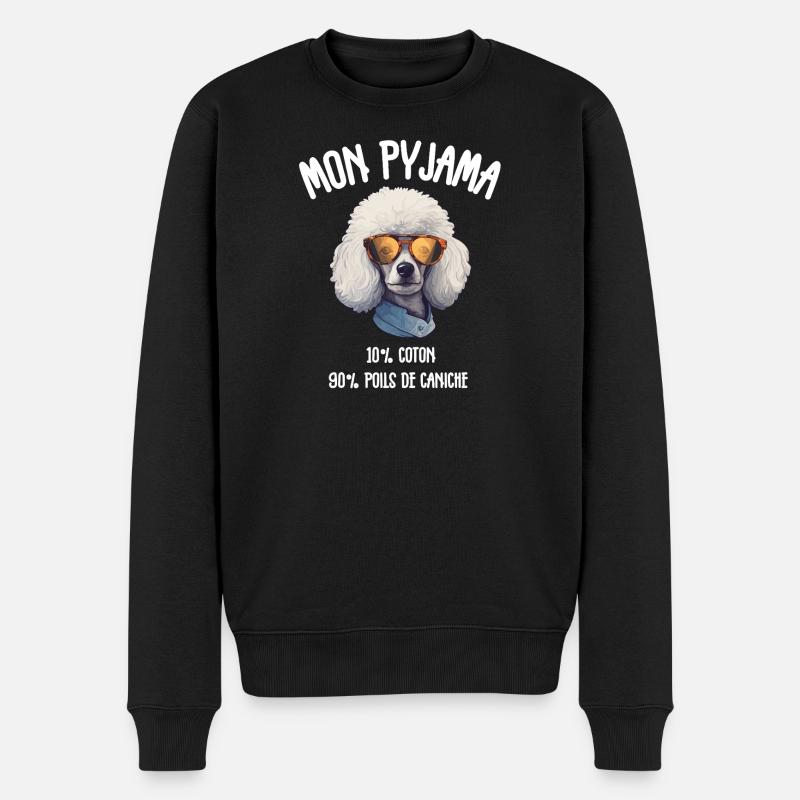 Pyjama Chien Caniche Humour - Pull Premium bio Homme - noir
