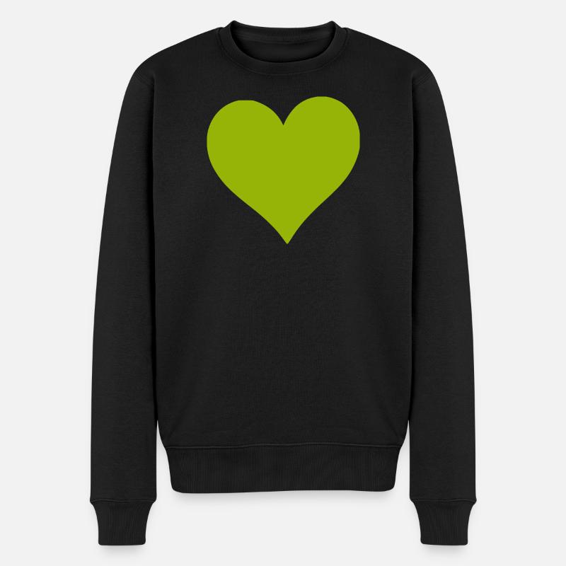 Cœur vert vert - Pull Premium bio Homme - noir
