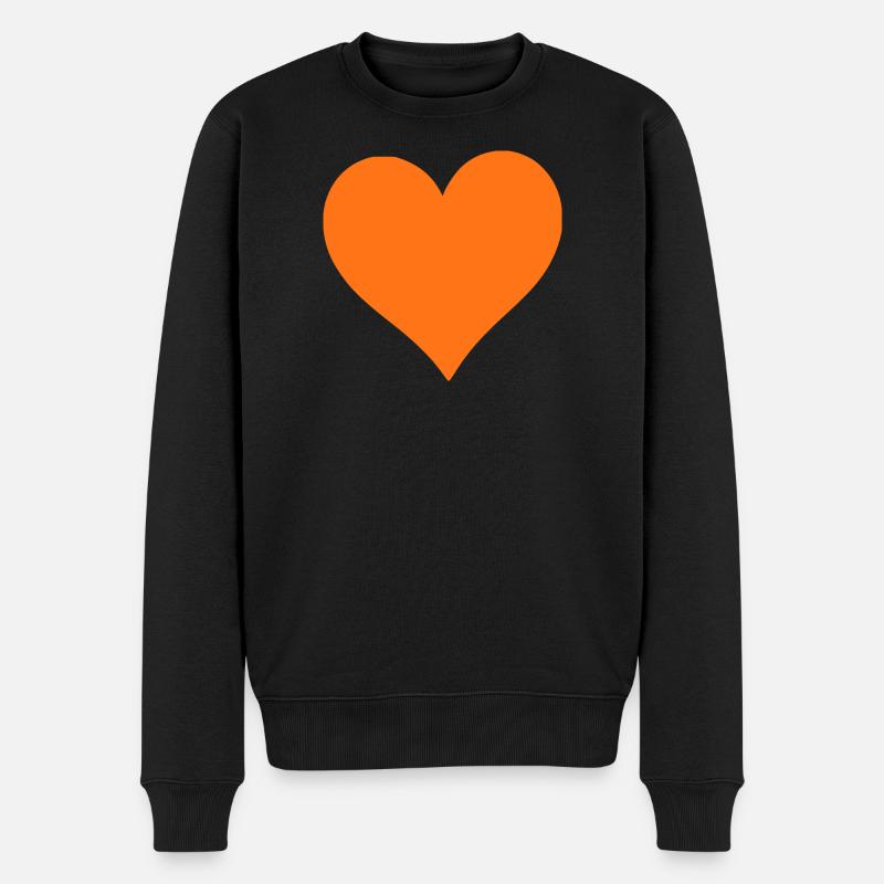 orangenes Herz orangen Geschenk  - Männer Premium Bio Pullover - Schwarz