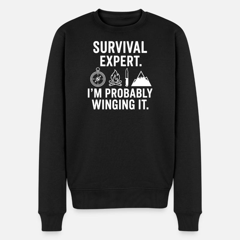 Expert en survie – Probablement improvisé - Pull Premium bio Homme - noir