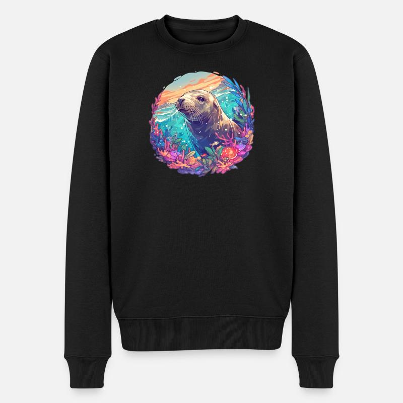 Seelöwen Seelöwe - Männer Premium Bio Pullover - Schwarz