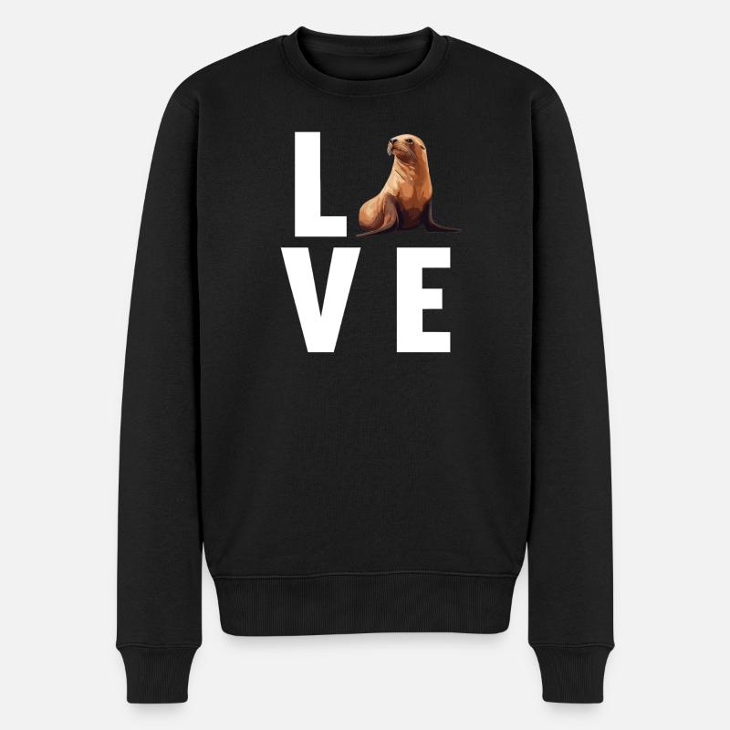 Seelöwen Seelöwe - Männer Premium Bio Pullover - Schwarz