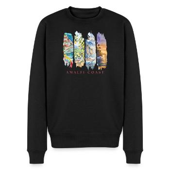 Design de la côte amalfitaine – Motif des vacances en Italie - Pull Premium bio Homme - noir - Devant - Nico (187cm)