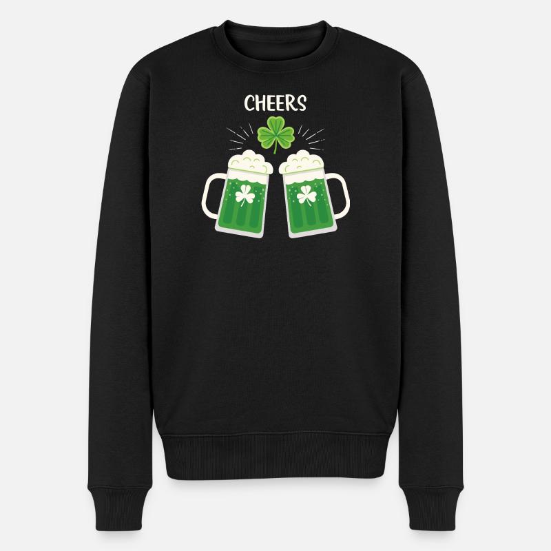 Bier und Klee zur Feier - Männer Premium Bio Pullover - Schwarz