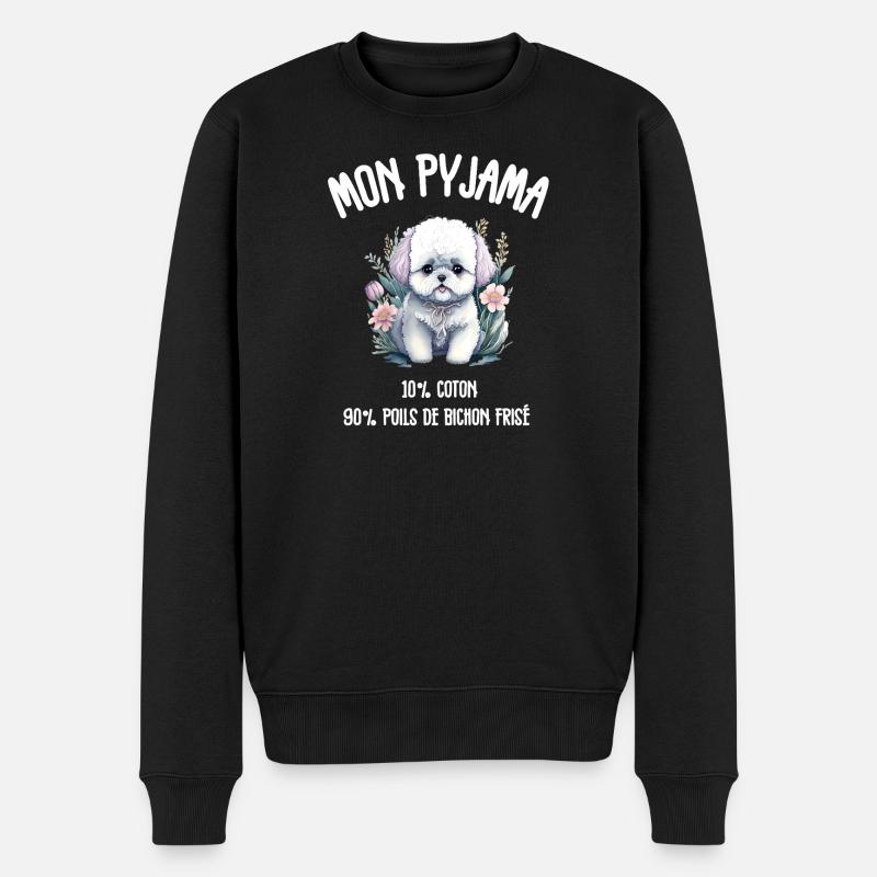 Pyjama Drôle Chien Bichon - Pull Premium bio Homme - noir
