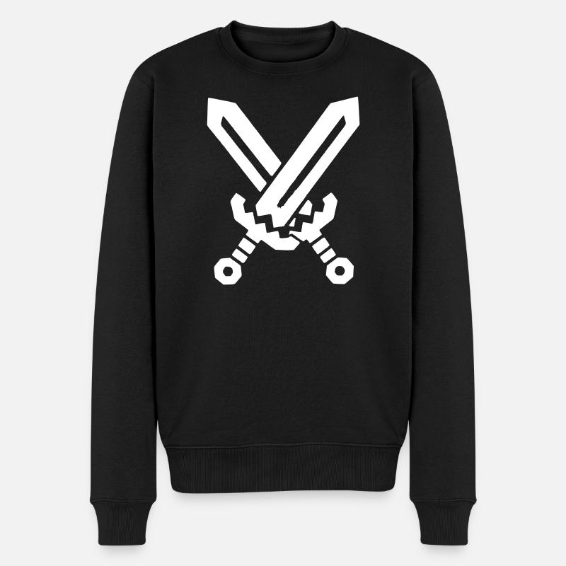 Pixel Schwerter 8-Bit RPG - Männer Premium Bio Pullover - Schwarz