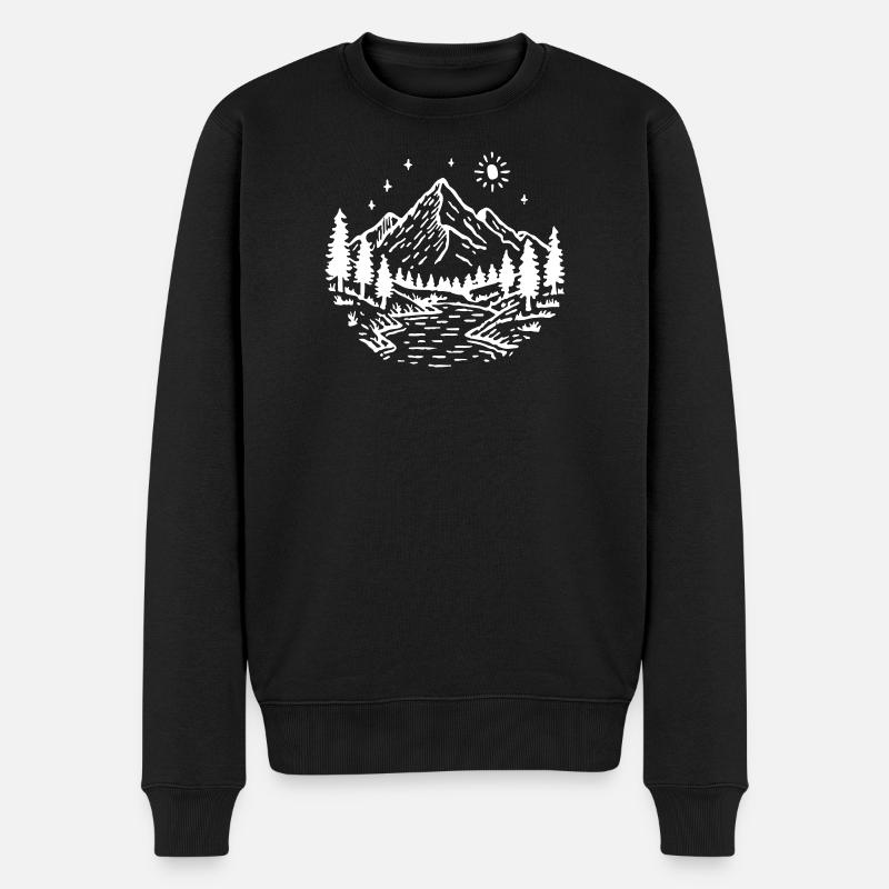 Berge Landschaft Wald - Männer Premium Bio Pullover - Schwarz
