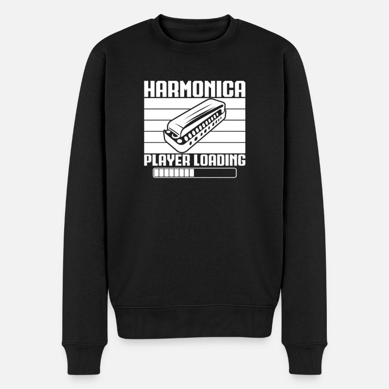 Harmonica Musican Player Loading Harmonica - Men's Premium Organic Jumper - black