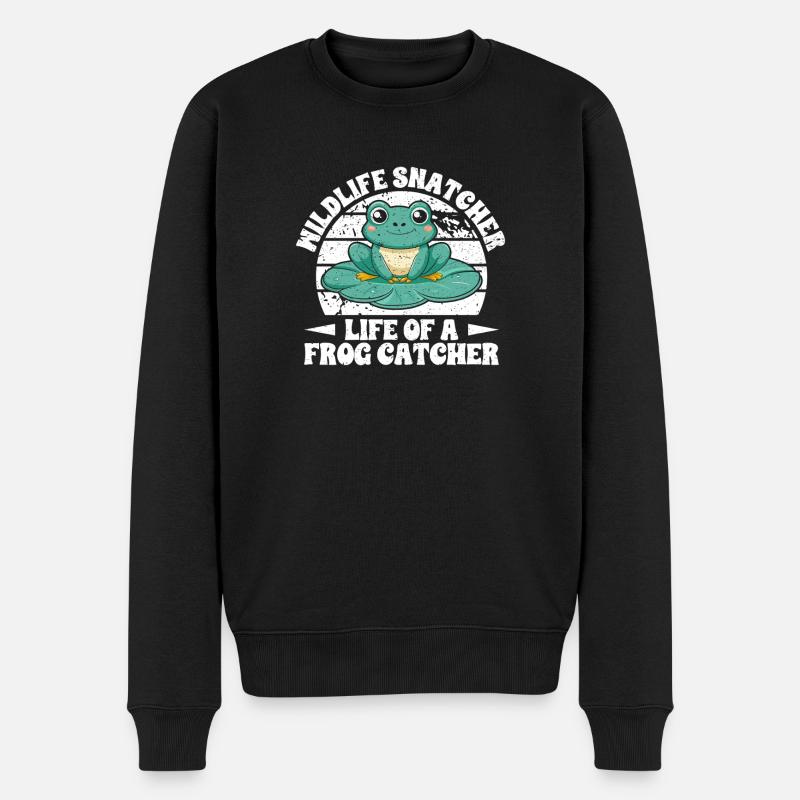 Frog Catcher Mildlife Snatcher Frog - Männer Premium Bio Pullover - Schwarz