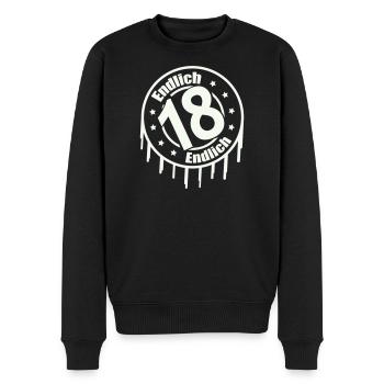 Endlich 18 - Männer Premium Bio Pullover - Schwarz - Vorne - Nico (187cm)