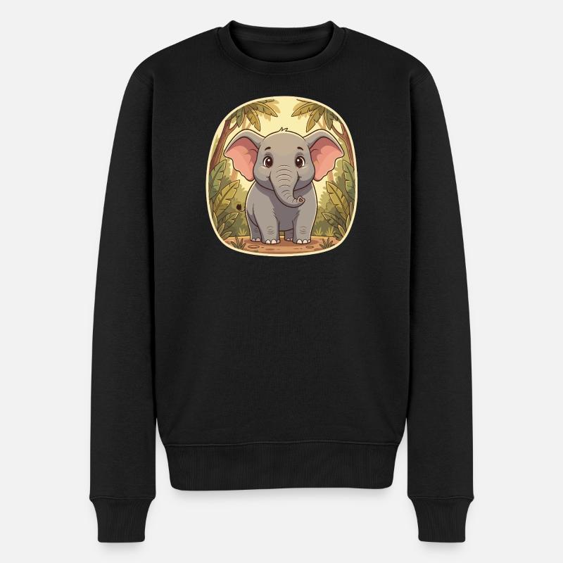 Petit éléphant dans la jungle - Pull Premium bio Homme - noir
