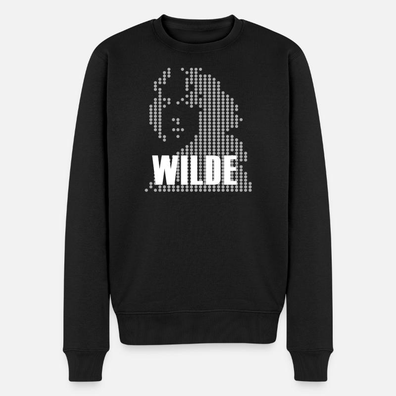 Oscar Wilde Halbton-Porträt-Logo - Männer Premium Bio Pullover - Schwarz