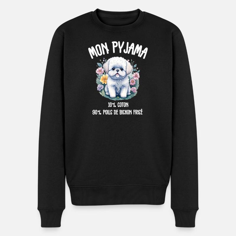 Lustiger Hund Bichon-Schlafanzug - Männer Premium Bio Pullover - Schwarz
