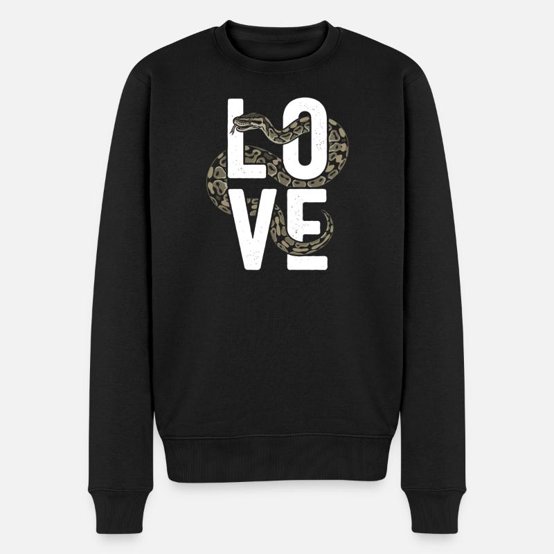 Königspython Schlangen LOVE Terrarium Python - Männer Premium Bio Pullover - Schwarz