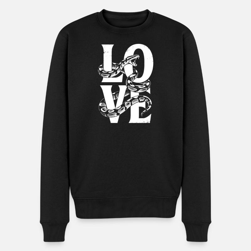 Königspython Schlangen LOVE Terrarium Python - Männer Premium Bio Pullover - Schwarz