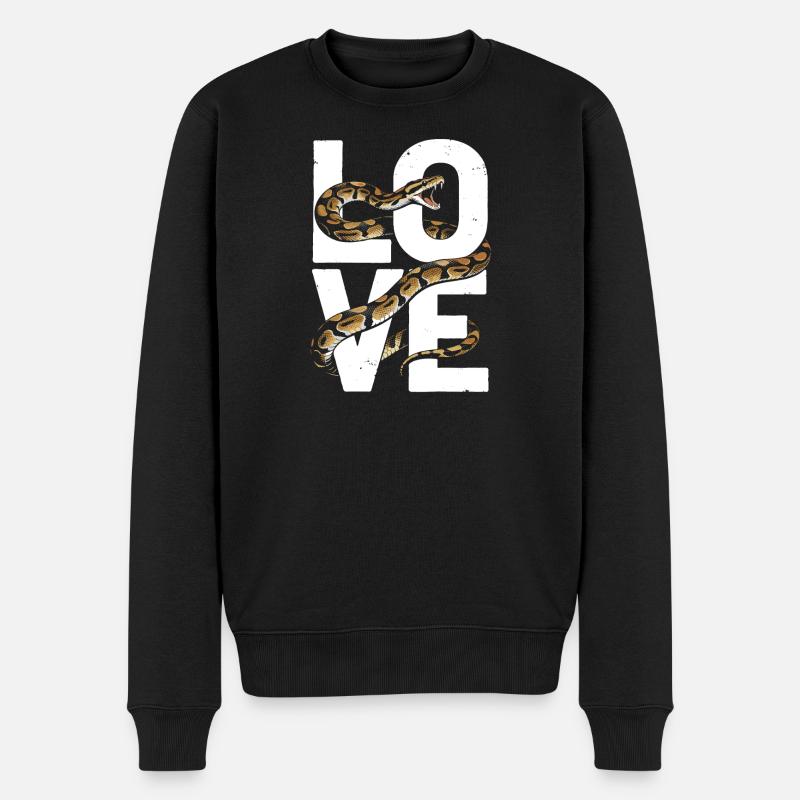 Königspython Schlangen LOVE Terrarium Python - Männer Premium Bio Pullover - Schwarz