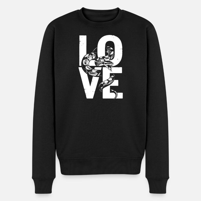 Königspython Schlangen LOVE Terrarium Python - Männer Premium Bio Pullover - Schwarz