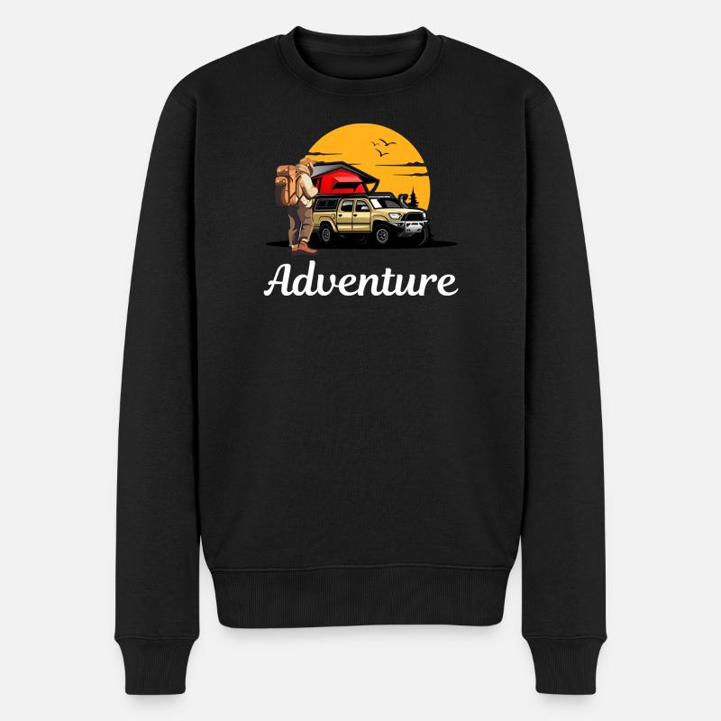 Abenteuerpfad Campingroadtrip - Männer Premium Bio Pullover - Schwarz