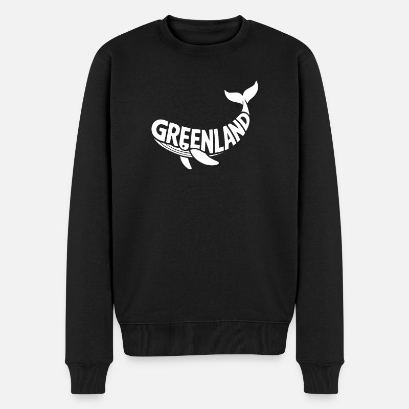 Greenland Wal Schriftzug - Männer Premium Bio Pullover - Schwarz
