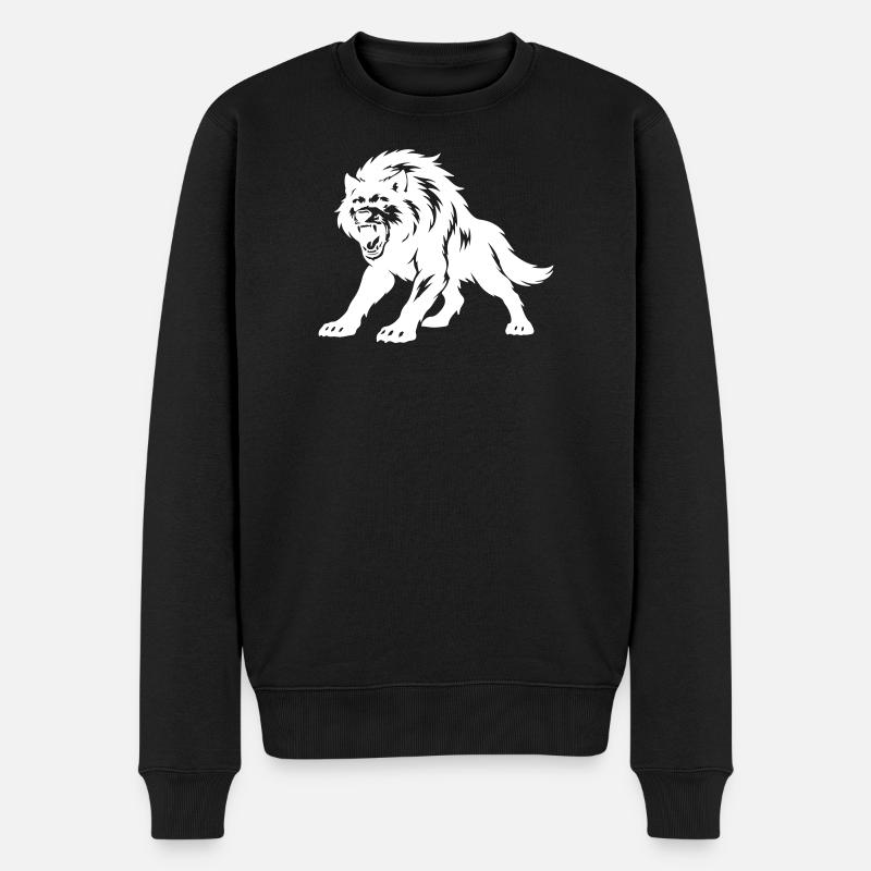 Wolf Silhouette - Männer Premium Bio Pullover - Schwarz