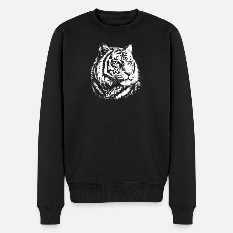 Portrait contrasté du tigre - Pull Premium bio Homme - noir