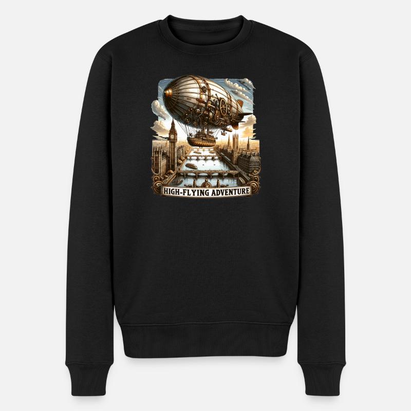Hochfliegendes Luftschiff über Londons Horizont - Männer Premium Bio Pullover - Schwarz