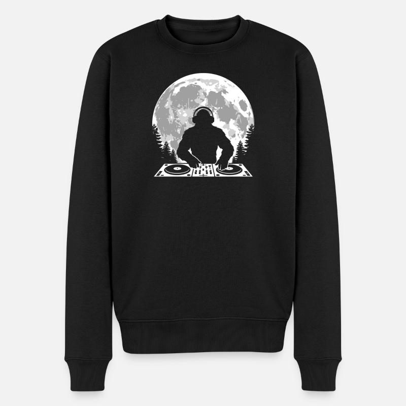 Bigfoot DJ Mond - Männer Premium Bio Pullover - Schwarz